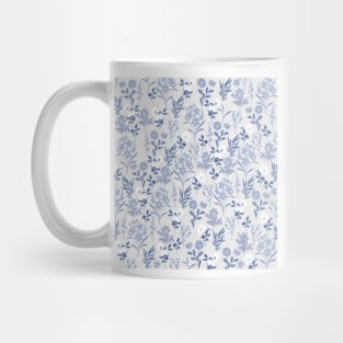 Blue Flowers Botanical Painting Mug